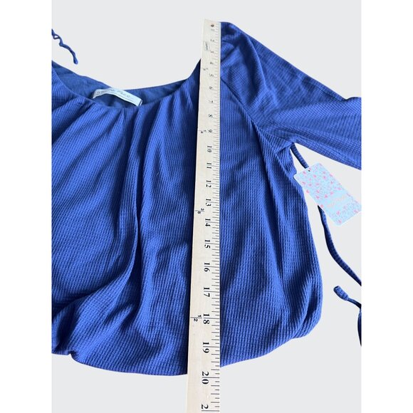 Free People Womens Bondi Thermal Long Sleeve Blouson True Blue Medium - Picture 5 of 16